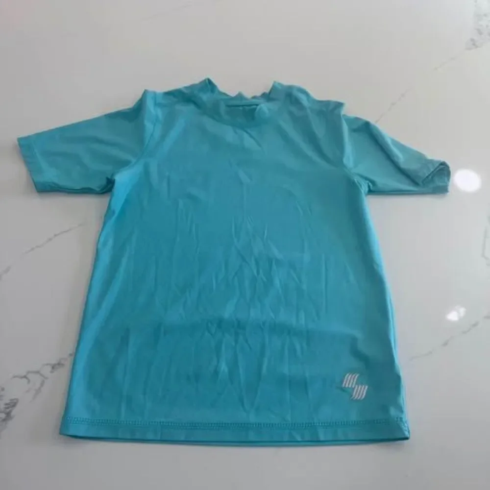 Boys Children’s Place Swim Set Size 7/8 Rash Guard Swim Trunks Flaws see picture